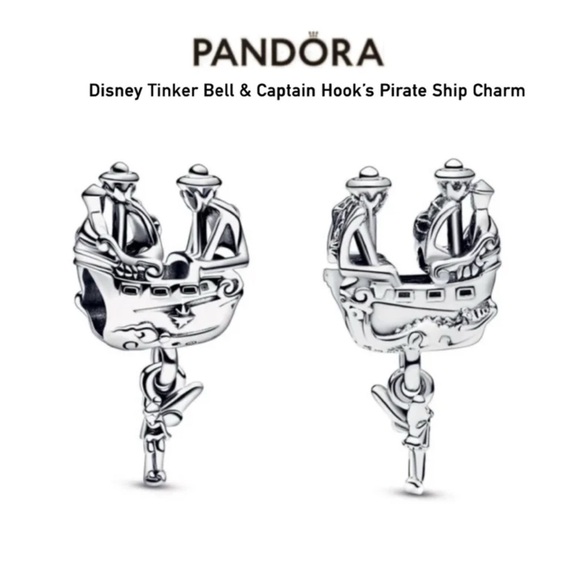 PANDORA Disney Tinker Bell & Captain Hook’s Pirate Ship Charm - Picture 1 of 9
